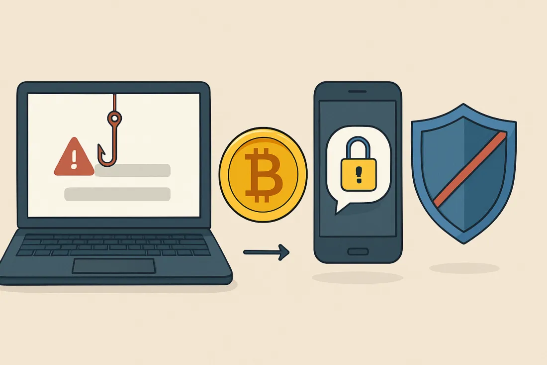 Phishing kryptoměnové burzy: vizuální porovnání možností