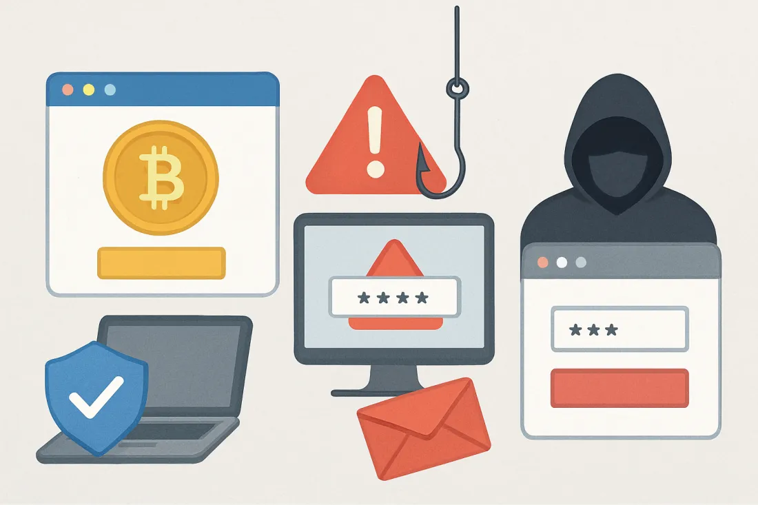 Phishing kryptoměny: vizuální porovnání možností